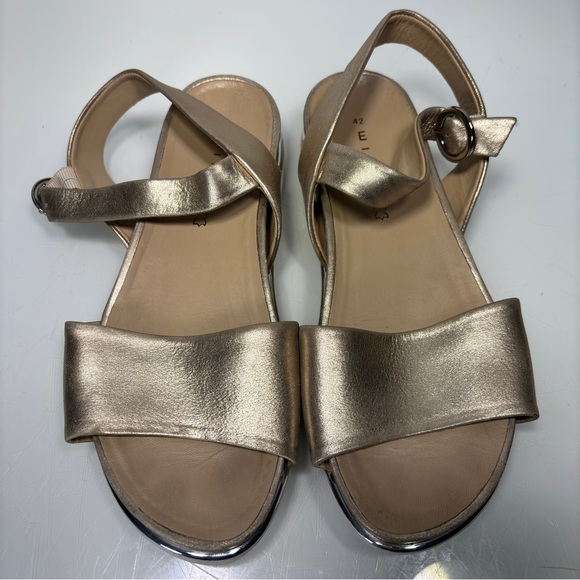 Wirth Metallic Gold Leather Adjustable Ankle Strap Sandals Size 42 - Picture 13 of 13